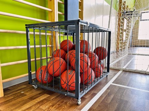 Корзина для мячей передвижная 750х1050х750 на 40 шт. (пруток) СТ-111#7
