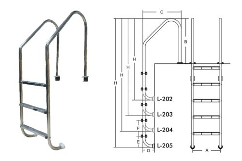 Лестница для бассейнов L (4 ступени)