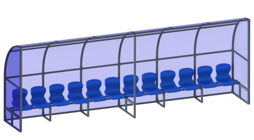 Скамейка для запасных игроков (12 мест, боковины закрыты) СТ-170