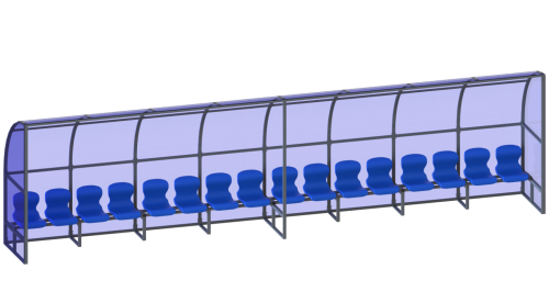 Скамейка для запасных игроков (16 мест, боковины закрыты) СТ-172