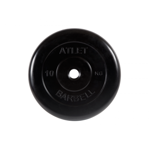 Диск обрезиненный Атлет 10 кг, d=26 мм (черный) MB Barbell MB-AtletB26-10