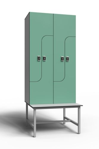 Шкаф для раздевалок HPL пластик Z 2-2 на скамье-подставке (2 секции) 1550х824х500 мм#4