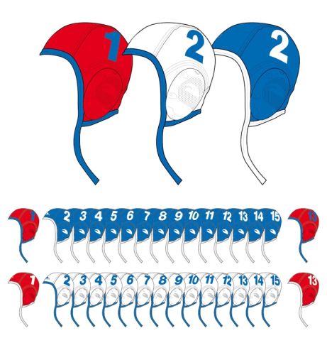 Шапочки для водного поло TURBO (28 шт. на 2 команды)