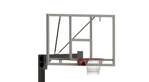 Баскетбольная стойка стационарная, одноопорная, вынос 1,2 м, на болтовом соединении с закладной (щит из поликарбоната 10мм) СТ-205#2