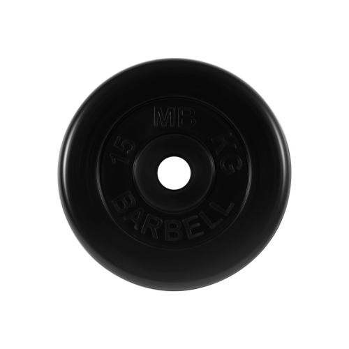 Диск обрезиненный 15кг, d=51мм (черный) MB Barbell MB-PltB51-15