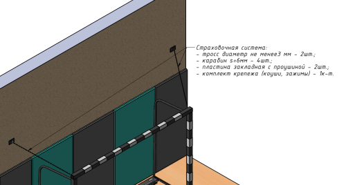 Страховочная система для крепления мини-футбольных ворот к стене СТ-465#2