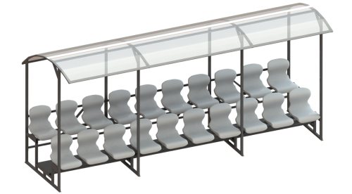 Трибуна 2-х рядная на 20 мест (с навесом из поликарбоната) СТ-248