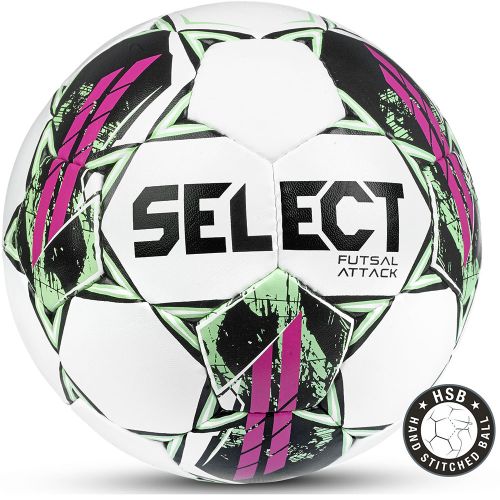 Мяч футзальный SELECT Futsal Attack V22 Grain №4 (ПУ) бел-зел-фиолет Мяч футзальный SELECT Futsal Attack V22 Grain №4 (ПУ) бел-зел-фиолет