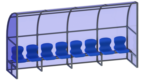 Скамейка для запасных игроков (8 мест, боковины закрыты) СТ-168