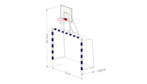 Ворота для мини-футбола/гандбола 3х2 м стальные, разборные 80х80 мм с баскетбольным тренировочным щитом СТ-380#2 Ворота для мини-футбола/гандбола 3х2 м стальные, разборные 80х80 мм с баскетбольным тренировочным щитом СТ-380#2
