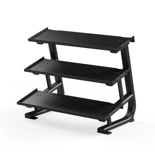 Короткая трехъярусная стойка для гантелей с плоскими полками MAGNUM MATRIX MG-A544 Короткая трехъярусная стойка для гантелей с плоскими полками MAGNUM MATRIX MG-A544