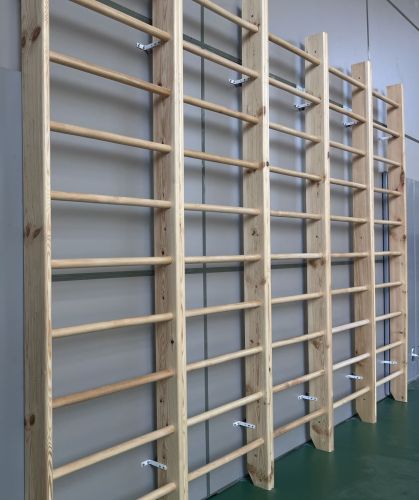 Стенка гимнастическая "Стандарт" 2200х800х135мм (боковины из массива сосны, березовые перекладины, в деталях) СТП-76