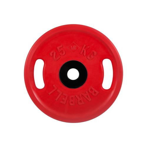 Диск обрезиненный с ручками 25кг, d=51мм (цветной) MB Barbell MB-PltCS-25