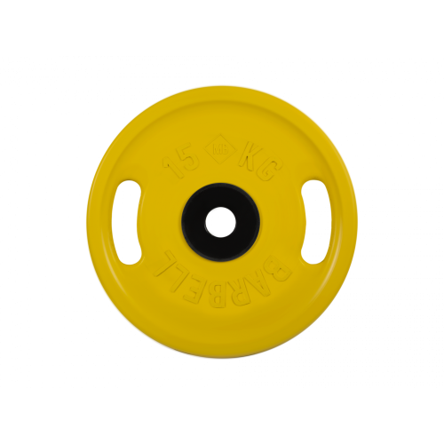 Диск обрезиненный с ручками 15кг, d=51мм (цветной) MB Barbell MB-PltCS-15