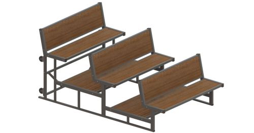 Трибуна мобильная 3-х рядная на 9 мест (без перил) СТ-177 Трибуна мобильная 3-х рядная на 9 мест (без перил) СТ-177