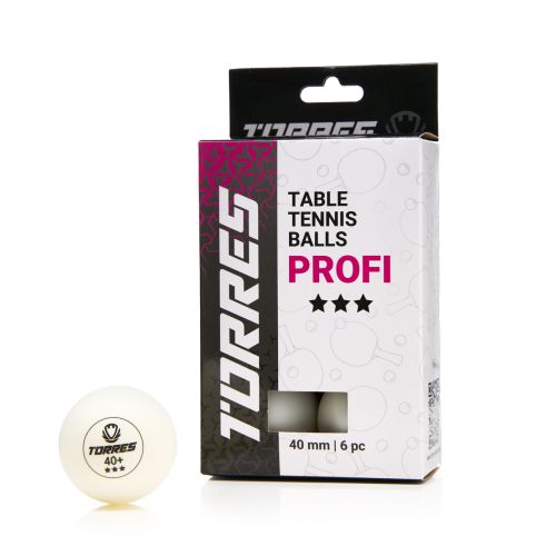 Мяч для настольного тенниса TORRES Profi 3* (6 шт.) белый
