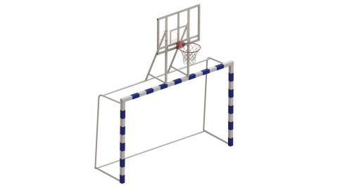 Ворота для мини-футбола/гандбола 3х2 м стальные, разборные 80х80 мм с баскетбольным тренировочным щитом СТ-380 Ворота для мини-футбола/гандбола 3х2 м стальные, разборные 80х80 мм с баскетбольным тренировочным щитом СТ-380