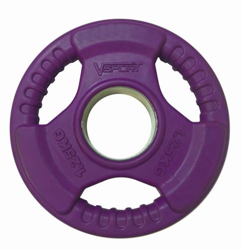 Диск олимпийский 1,25 кг обрезиненный цветной с Ручками V-SPORT LC-1.25