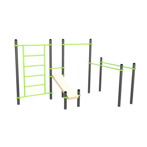 Воркаут (брусья, турник, шведская стенка и наклонная скамья для пресса) ZAVODSPORTA W201